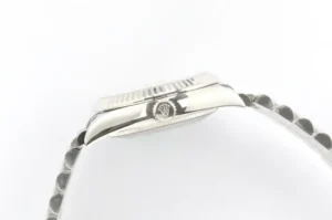 Rolex Datejust fluted bezel stainless steel watch with polished crown and jubilee bracelet