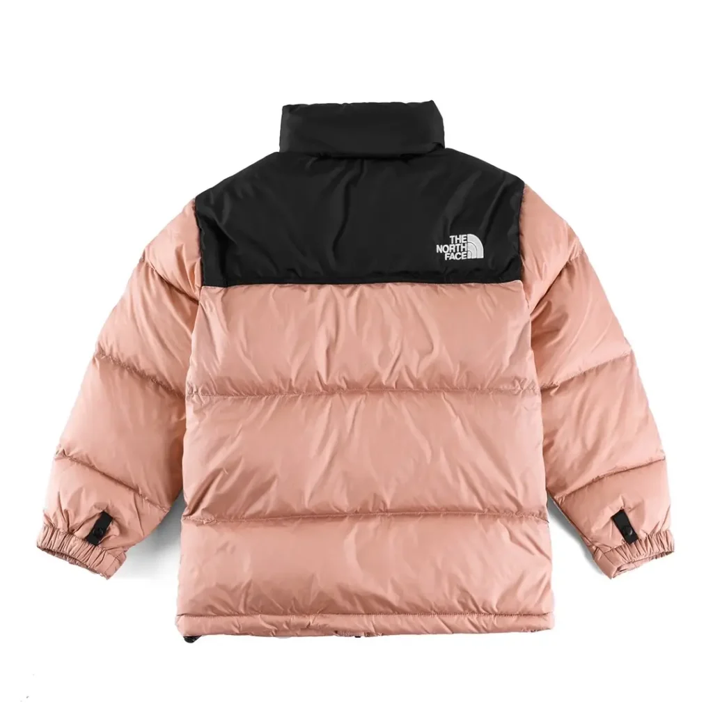 The North Face Nuptse jacket medium pink black nylon puffer jacket with logo detailing