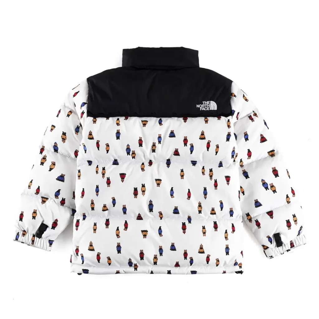 The North Face Nuptse Jacket TNF Black Print White polyester insulated winter coat