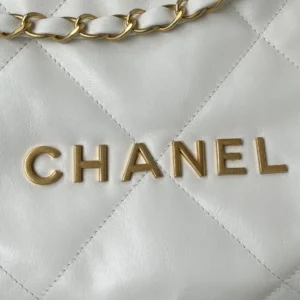 Chanel Classic Flap Medium A01112 white lambskin leather bag with gold chain strap and logo hardware