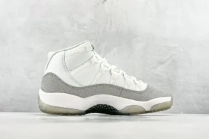 Nike Air Jordan 11 Retro White Silver metallic leather sneakers with translucent outsole
