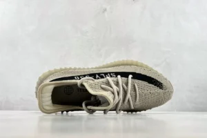 Adidas Yeezy Boost 350 V2 sesame black stripe Primeknit sneakers with ribbed rubber sole