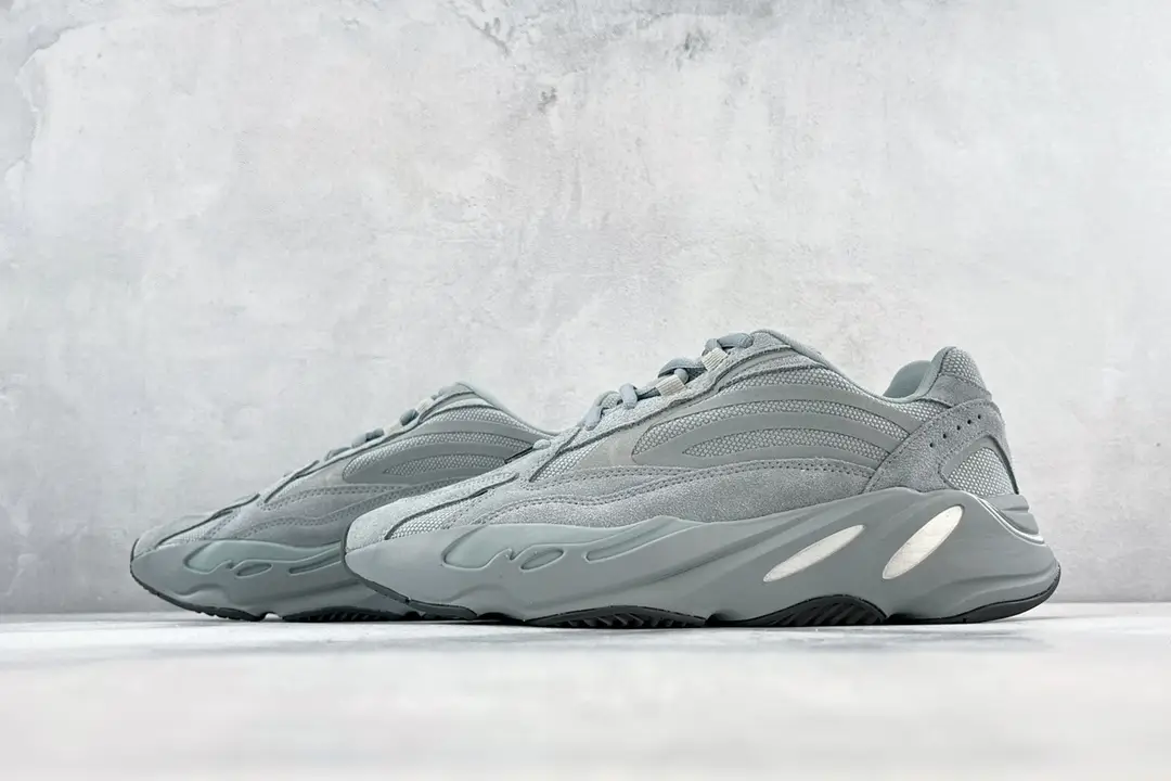 Adidas Yeezy Boost 700 V2 Static gray mesh suede sneakers with reflective accents
