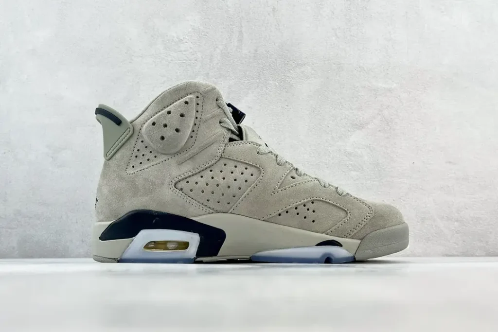 Nike Air Jordan 6 Retro Medium Olive olive green suede sneakers with translucent sole and black detailing
