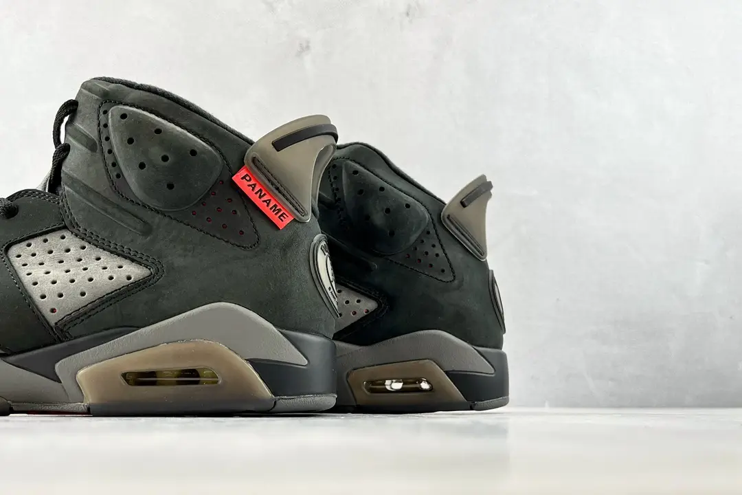 Air Jordan 6 Retro Paname black red grey nubuck leather sneakers