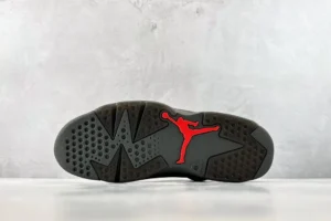 Air Jordan 6 Retro Black University Red rubber sole sneakers with red Jumpman logo detailing