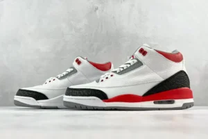 Nike Air Jordan 3 Retro white varsity red cement grey leather sneakers with elephant print details