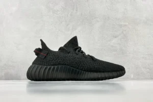 Adidas Yeezy Boost 350 V2 black colorway primeknit knit sneakers with rubber sole
