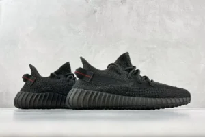 Adidas Yeezy Boost 350 V2 black colorway Primeknit sneakers with ribbed rubber sole