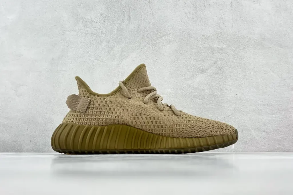 Adidas Yeezy Boost 350 V2 Desert Sage tan Primeknit upper rubber sole sneakers