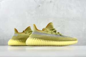 Adidas Yeezy Boost 350 V2 Flax yellow Primeknit sneakers with translucent rubber sole