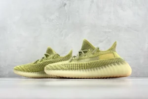Adidas Yeezy Boost 350 V2 Linen yellow green Primeknit knit sneakers with translucent sole