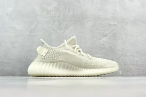 Adidas Yeezy Boost 350 V2 cream white knit fabric sneakers with ribbed sole design