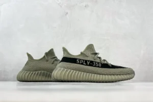 Adidas Yeezy Boost 350 V2 Desert Sage green black Primeknit sneakers with ribbed sole
