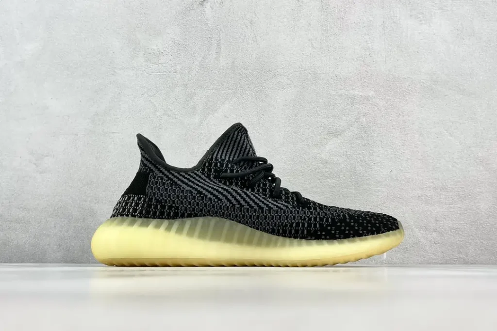 Adidas Yeezy Boost 350 V2 black grey Primeknit sneakers translucent yellow sole