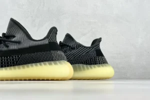 Adidas Yeezy Boost 350 V2 carbon black grey Primeknit sneakers with yellow translucent sole