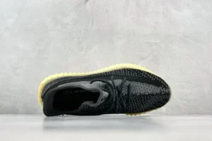 Adidas Yeezy Boost 350 V2 black grey Primeknit sneakers with yellow rubber sole