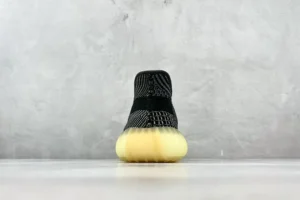 Adidas Yeezy Boost 350 V2 black grey Primeknit upper yellow translucent sole sneakers