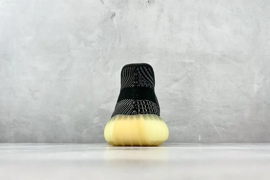 Adidas Yeezy Boost 350 V2 black grey Primeknit upper yellow translucent sole sneakers
