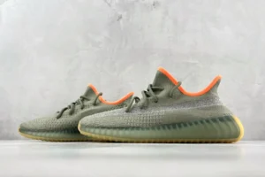 Adidas Yeezy Boost 350 V2 clay green orange Primeknit sneakers with translucent rubber sole
