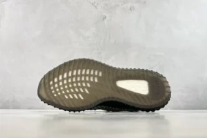 Adidas Yeezy Boost 350 V2 black grey Primeknit sneakers with translucent rubber outsole and Boost cushioning