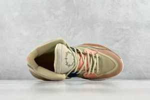 Nike Kyrie 8 Infinity EP sneakers in Aurora Blush colorway, top view showcasing design details and lacing.