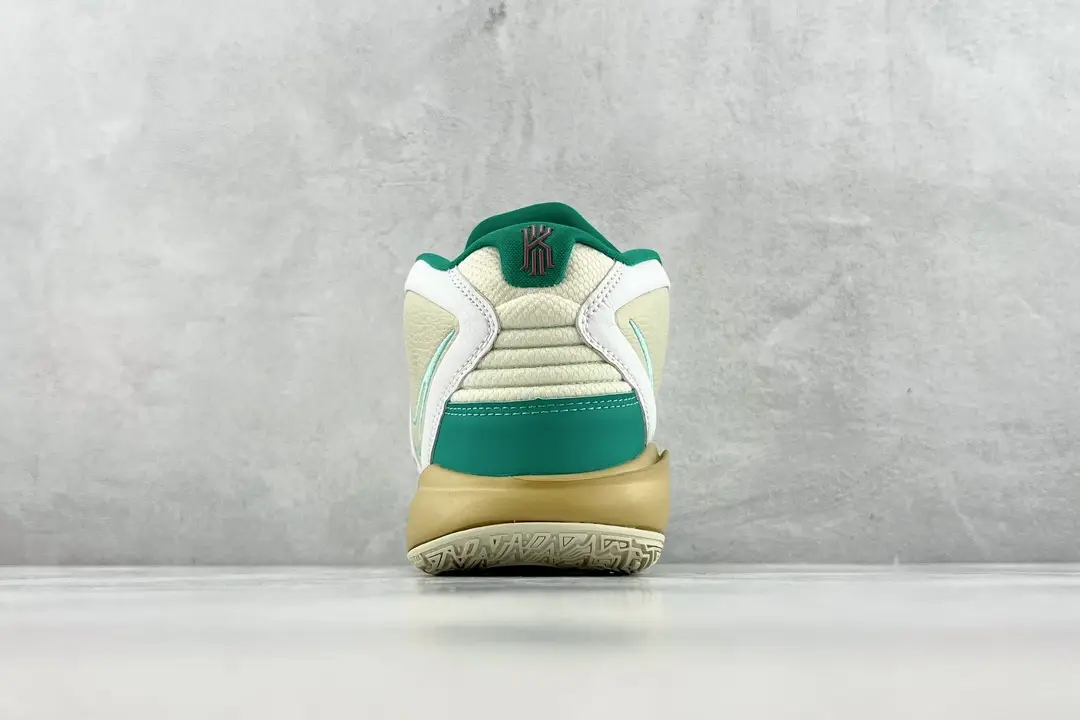 Nike Kyrie 2 555035-301 white green beige leather basketball sneakers rear view