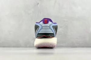 Nike Kyrie 7 basketball sneakers blue black purple mesh and synthetic material rear view