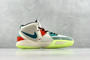 Nike Kyrie 2 sneakers white teal orange mesh leather with neon green sole basketball shoes