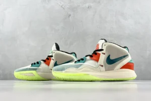 Nike PG 5 sneakers white teal red neon green synthetic leather shoes with black laces