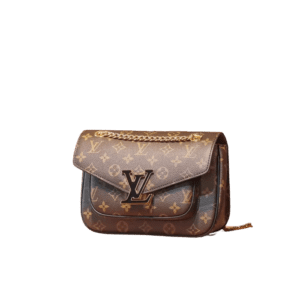 Louis Vuitton Twist MM small bag brown monogram coated canvas leather chain strap