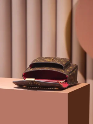 Louis Vuitton Pont 9 XS M69411 monogram canvas crossbody bag brown leather red interior