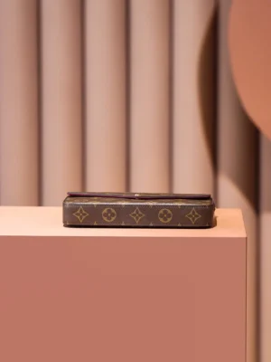 Louis Vuitton Sarah Wallet M60401 monogram coated canvas brown leather trim compact design