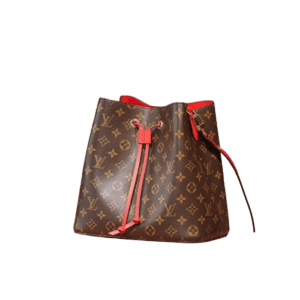 Louis Vuitton NéoNoé 14 monogram canvas bucket bag brown red leather trim