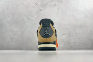 Nike Air Jordan 4 Retro Taupe Haze brown black orange suede sneakers back view