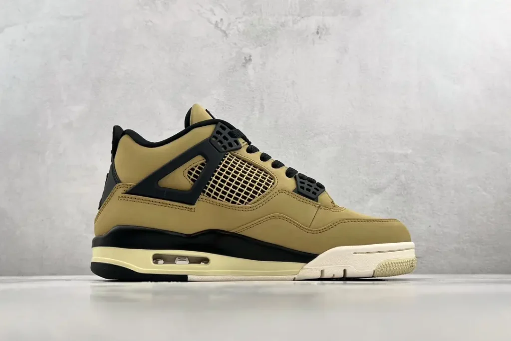 Nike Air Jordan 4 Retro Taupe Haze brown black leather mesh sneakers