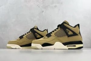 Air Jordan 4 Retro Taupe Haze beige black mesh leather sneakers with white midsole