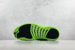Nike Air Jordan 12 Retro Lightning black green leather sneakers with bright green and black sole