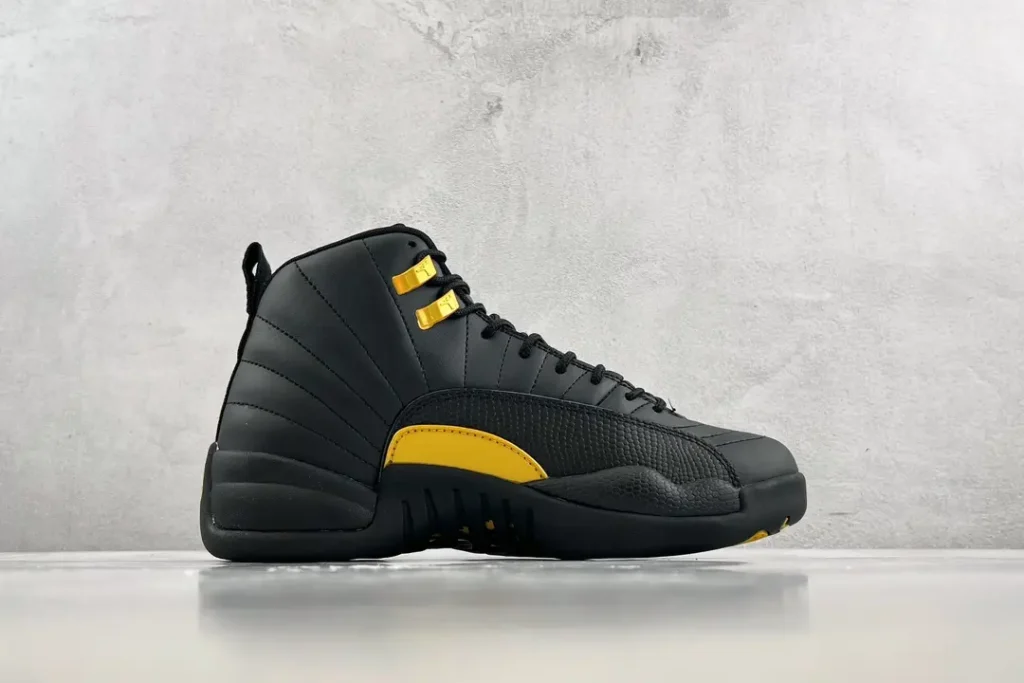 Air Jordan 12 University Gold black yellow premium leather sneakers