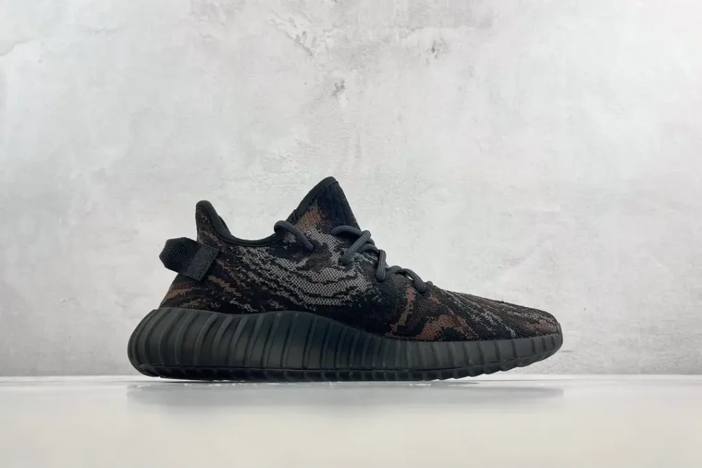 Adidas Yeezy Boost 350 V2 black brown Primeknit sneakers with ribbed rubber sole
