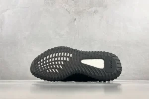 Adidas Yeezy Boost 350 V2 black white Primeknit sneakers with rubber outsole and Boost cushioning