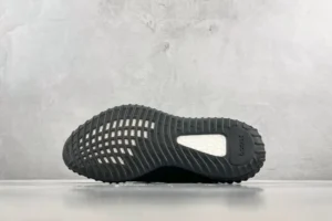 Adidas Yeezy Boost 350 V2 black white Primeknit sneakers with rubber outsole and Boost cushioning