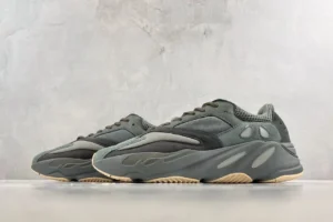 Adidas Yeezy Boost 700 Magnet gray green suede mesh sneakers with chunky sole and reflective details