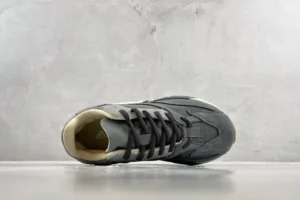 Adidas Yeezy Boost 700 Teal Blue gray suede mesh sneakers with black laces and cream interior lining