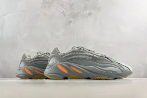 Adidas Yeezy Boost 700 Teal Blue green grey mesh suede leather sneakers with orange accents