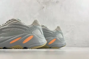 Adidas Yeezy Boost 700 inertia gray orange accents mesh and suede sneakers