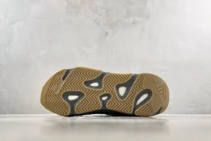 Adidas Yeezy Boost 700 black brown rubber gum sole sneaker outsole with traction pattern