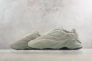 Yeezy Boost 700 V2 Static light gray suede mesh sneakers with chunky sole and reflective details