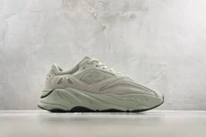 Adidas Yeezy Boost 700 Salt grey suede mesh sneakers with chunky sole and reflective accents