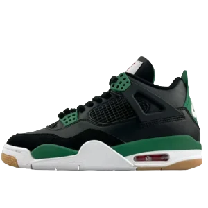 Air Jordan 4 Retro Black Green Gum leather sneakers with mesh panels and rubber sole